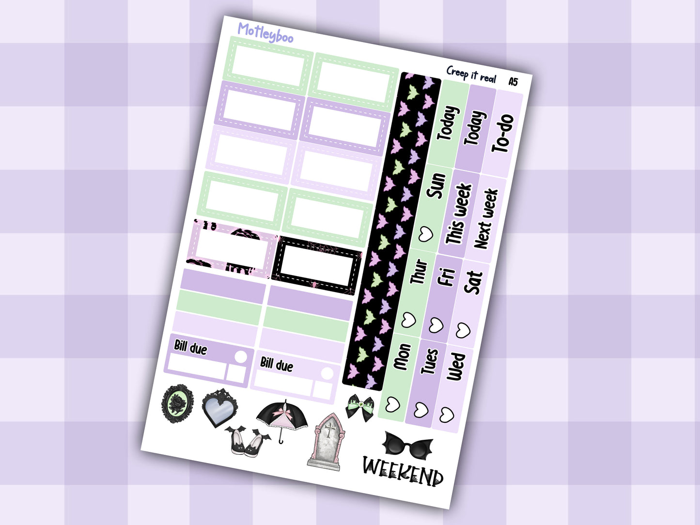 A5 Hobonichi cousin planner sticker kit, spooky planner stickers, hobonichi cousin Creep it real
