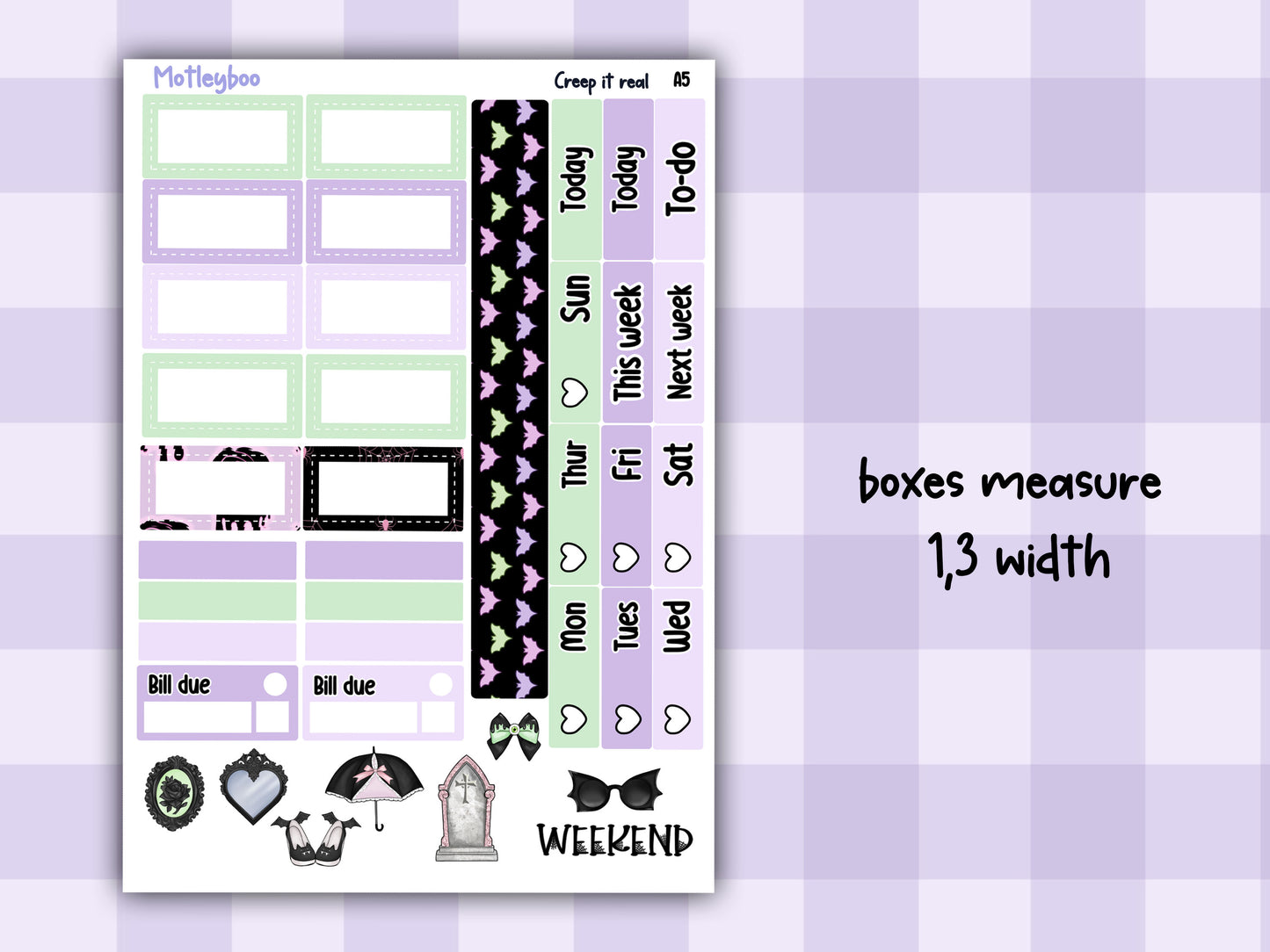 A5 Hobonichi cousin planner sticker kit, spooky planner stickers, hobonichi cousin Creep it real