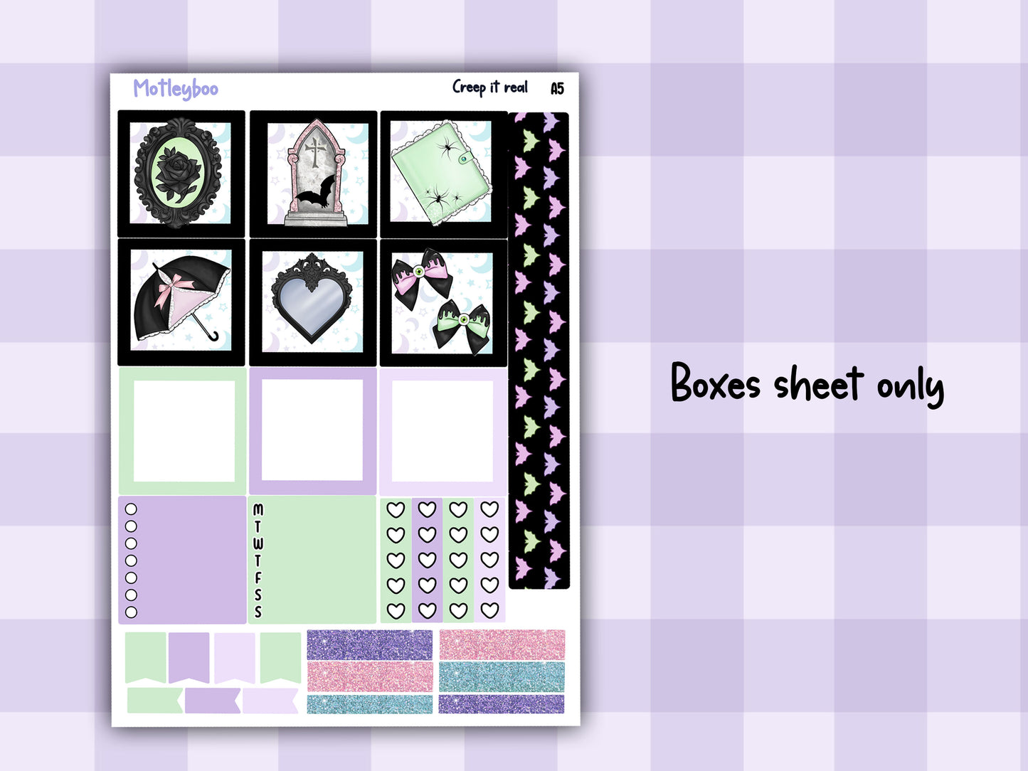 A5 Hobonichi cousin planner sticker kit, spooky planner stickers, hobonichi cousin Creep it real