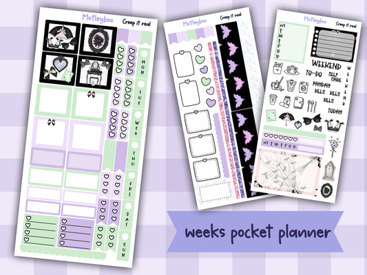 Hobonichi weeks weekly planner sticker kit, spooky planner stickers, Creep it real