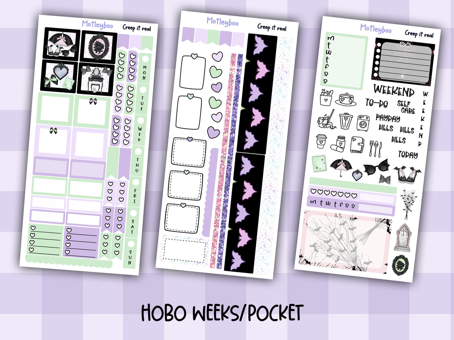 Hobonichi weeks weekly planner sticker kit, spooky planner stickers, Creep it real