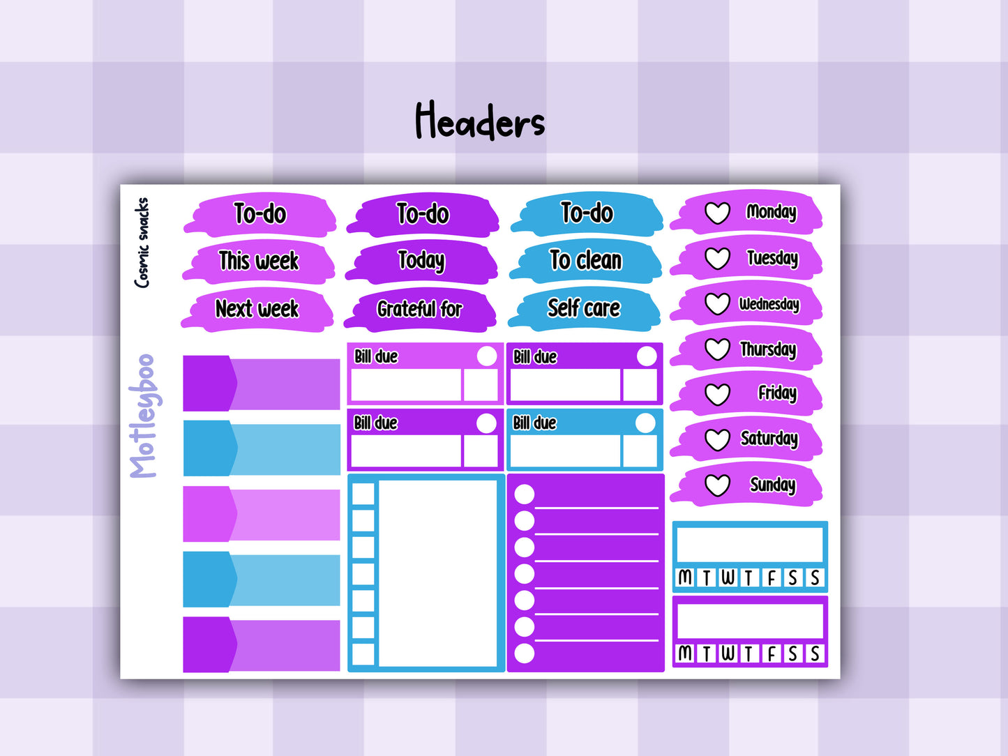 Weekly planner sticker kit, sc-fi alien vibes, bright and colourful functional stickers, Cosmic snacks