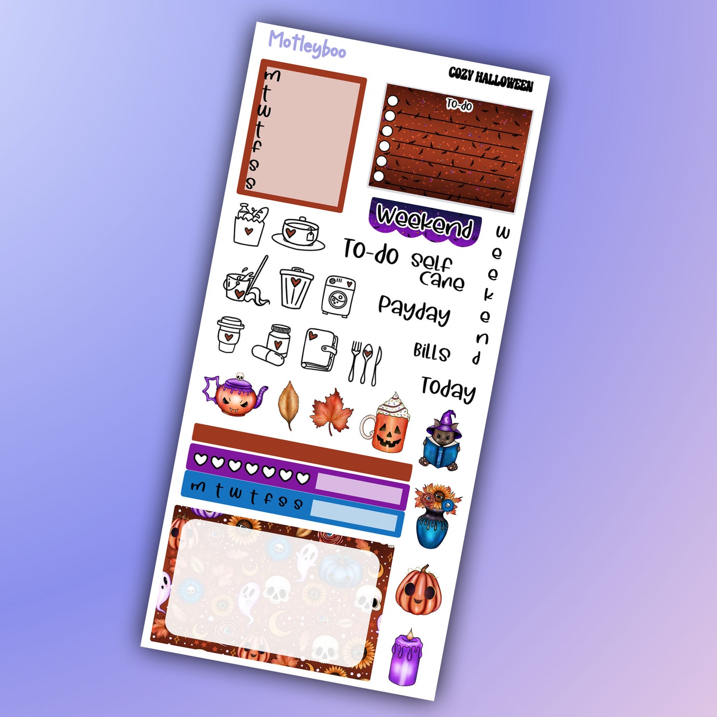 Hobonichi weeks, sticker kit, hobonichi planner, spooky stickers, gothic planner, hobonichi functional stickers, planner stickers, halloween