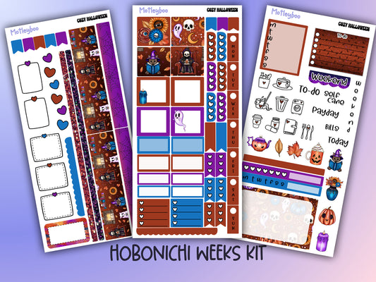 Hobonichi weeks, sticker kit, hobonichi planner, spooky stickers, gothic planner, hobonichi functional stickers, planner stickers, halloween
