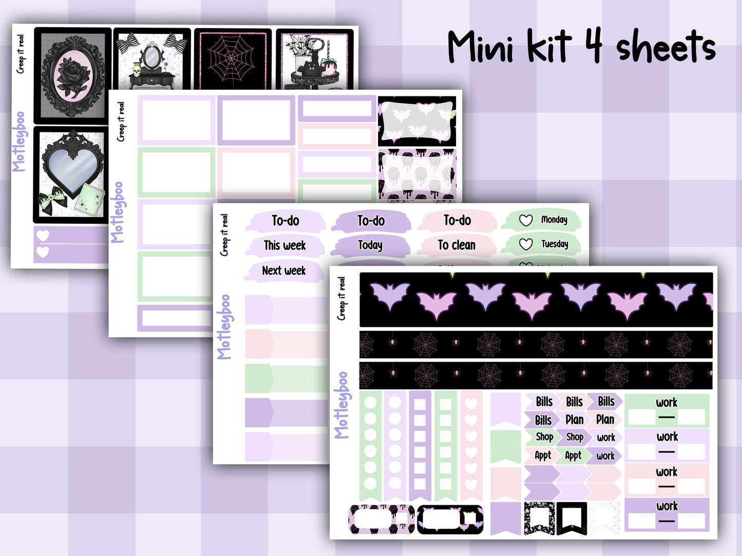 Weekly Planner Sticker Kit, pastel goth spooky halloween kawaii Vertical Planning Stickers, Creep it real