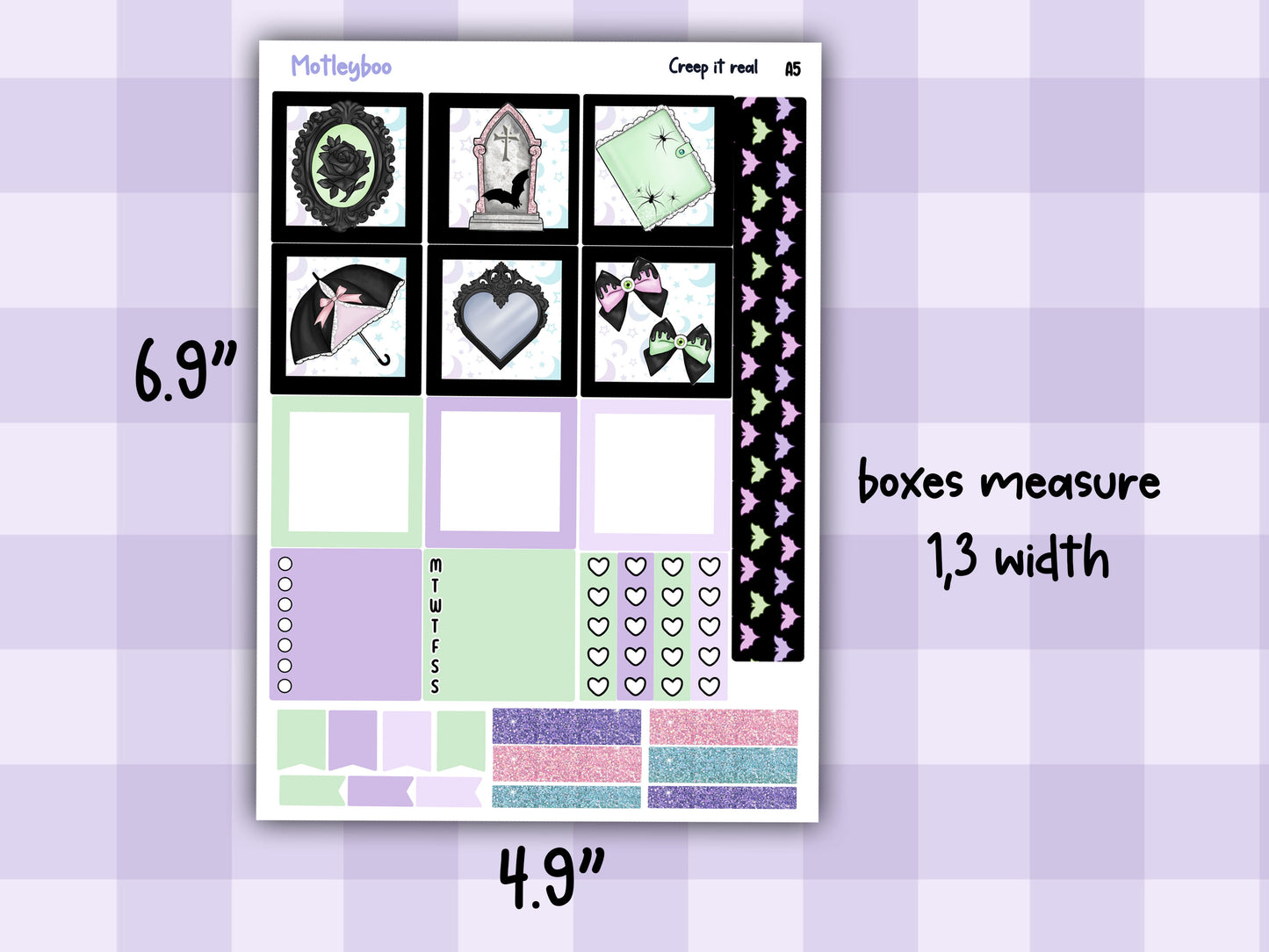 A5 Hobonichi cousin planner sticker kit, spooky planner stickers, hobonichi cousin Creep it real