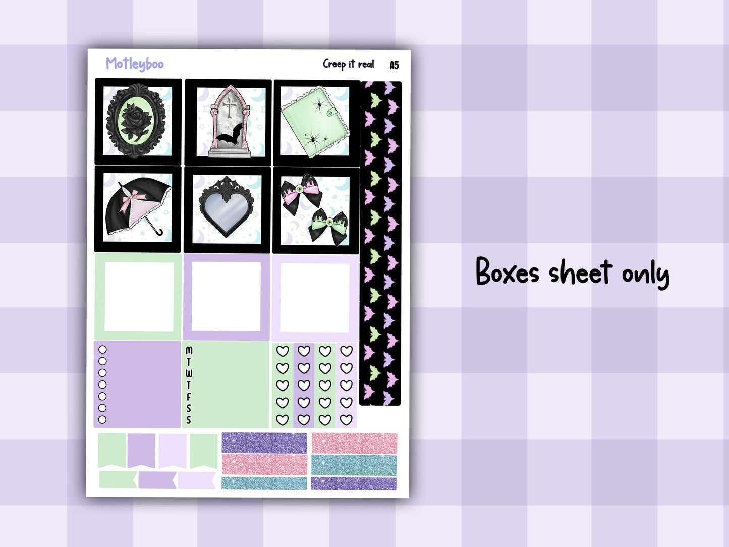 A5 Hobonichi cousin planner sticker kit, spooky planner stickers, hobonichi cousin Creep it real