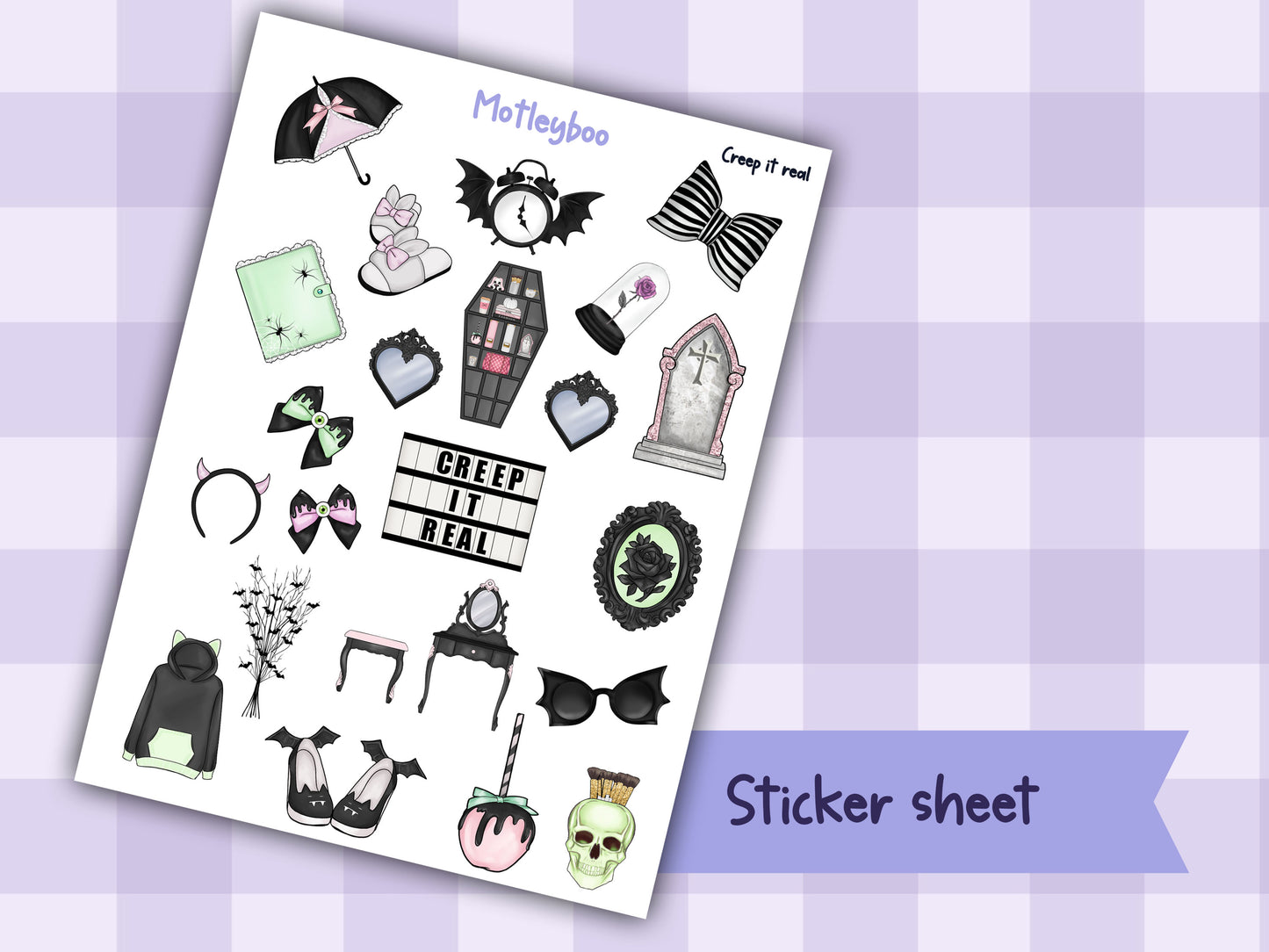 Planner sticker sheet, stickers, creep it real