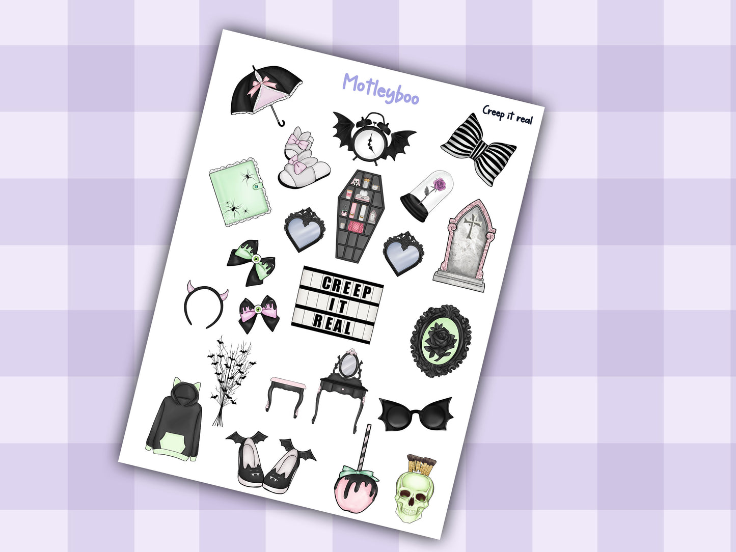 Planner sticker sheet, stickers, creep it real