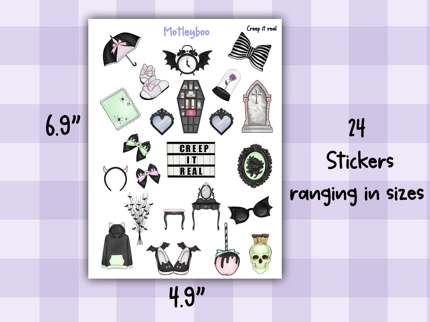 Planner sticker sheet, stickers, creep it real