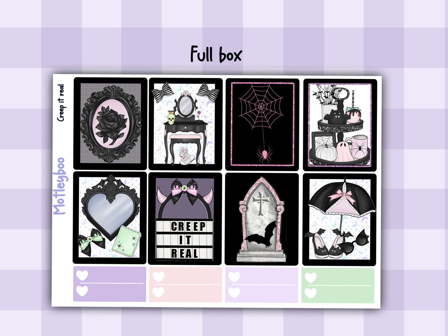 Weekly Planner Sticker Kit, pastel goth spooky halloween kawaii Vertical Planning Stickers, Creep it real