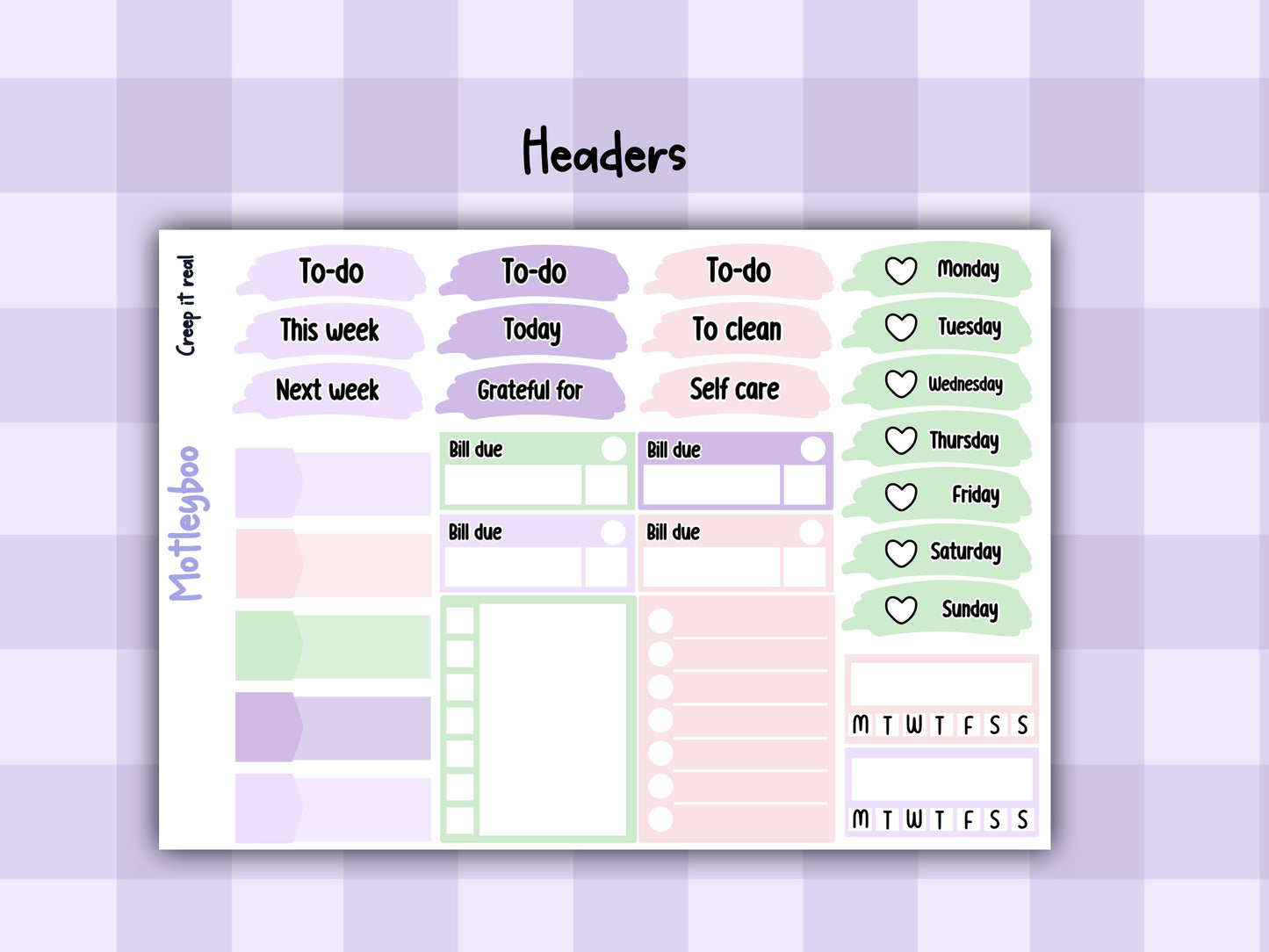 Weekly Planner Sticker Kit, pastel goth spooky halloween kawaii Vertical Planning Stickers, Creep it real