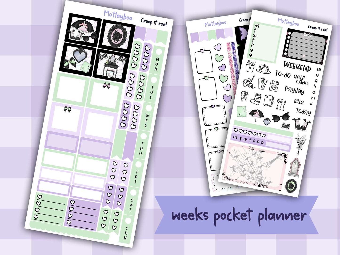 Hobonichi weeks weekly planner sticker kit, spooky planner stickers, Creep it real