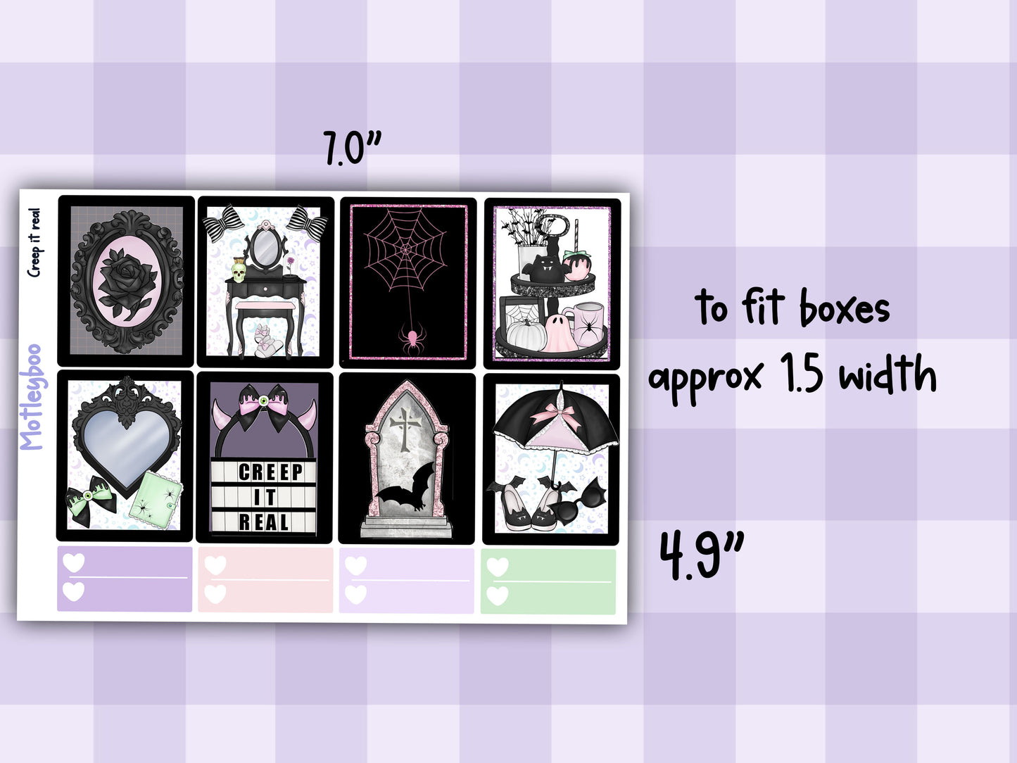 Weekly Planner Sticker Kit, pastel goth spooky halloween kawaii Vertical Planning Stickers, Creep it real