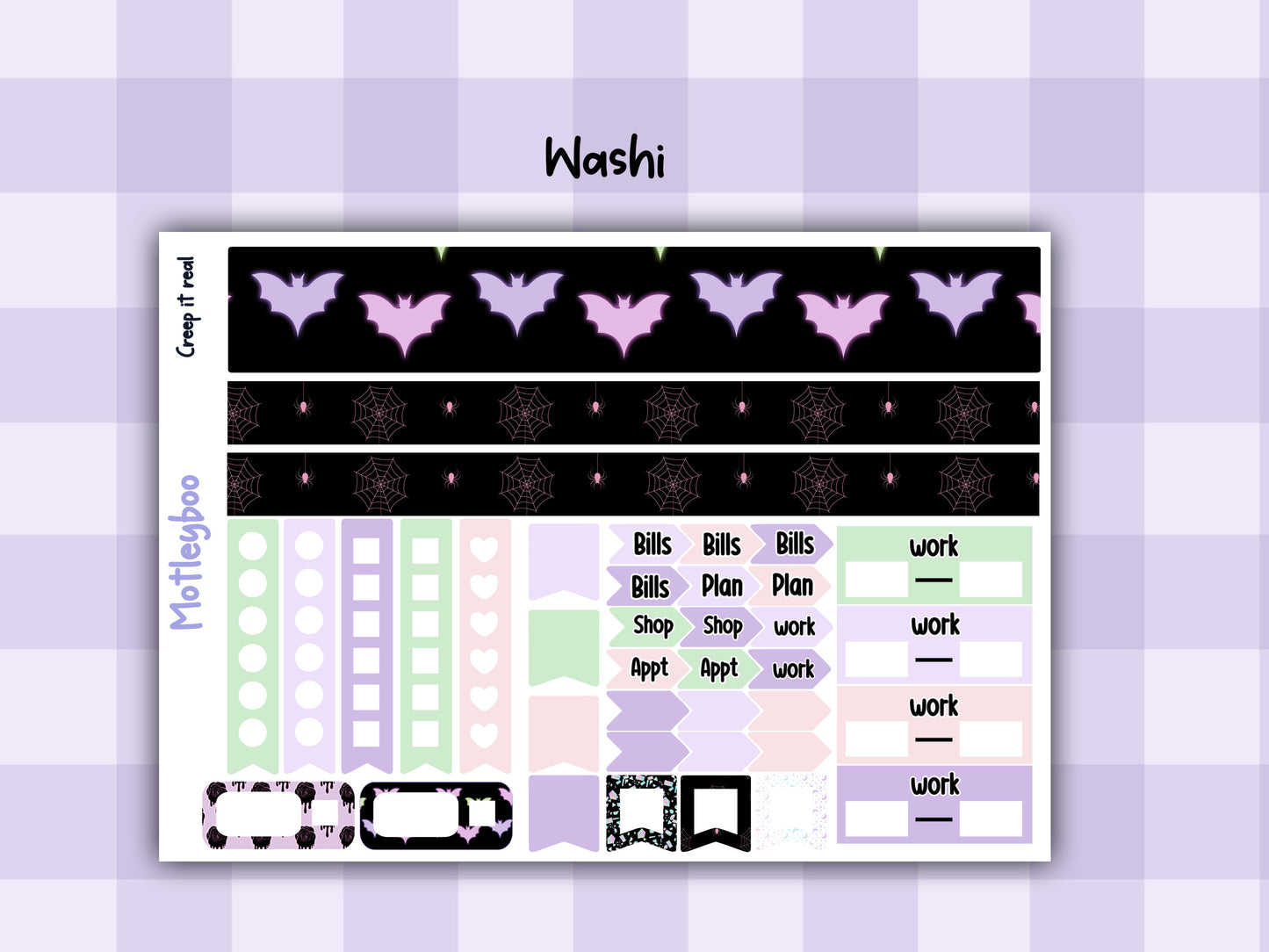 Weekly Planner Sticker Kit, pastel goth spooky halloween kawaii Vertical Planning Stickers, Creep it real