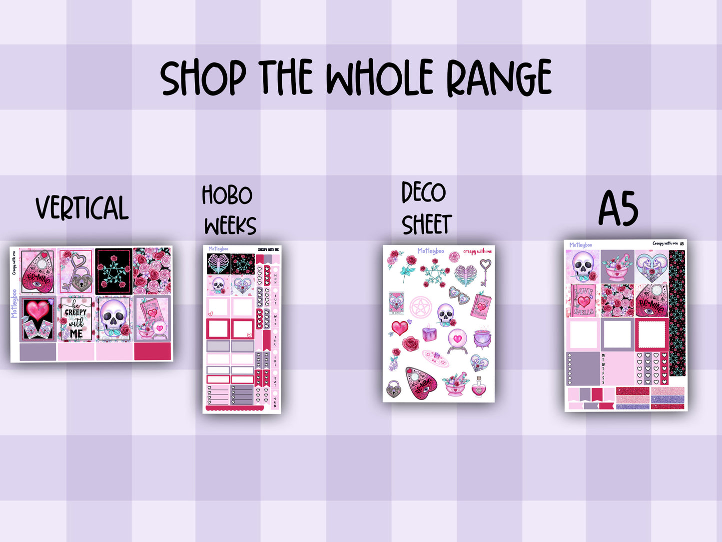 Spooky Valentines day Weekly Planner Sticker Kit, Vertical Planner, creepy with me