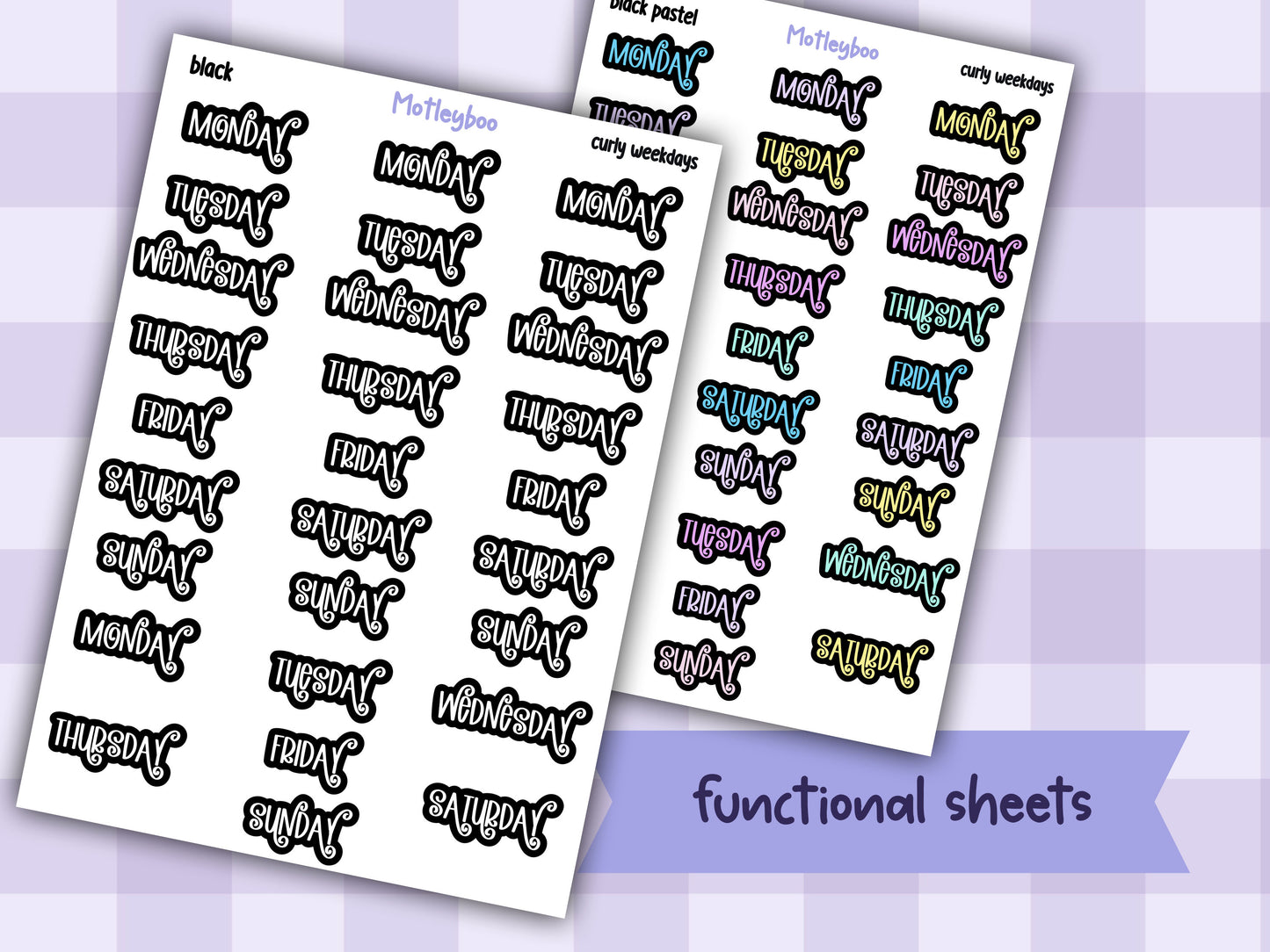 Weekday header date cover up stickers for vertical and A5 planners