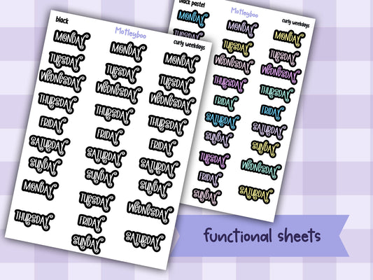 Weekday header date cover up stickers for vertical and A5 planners