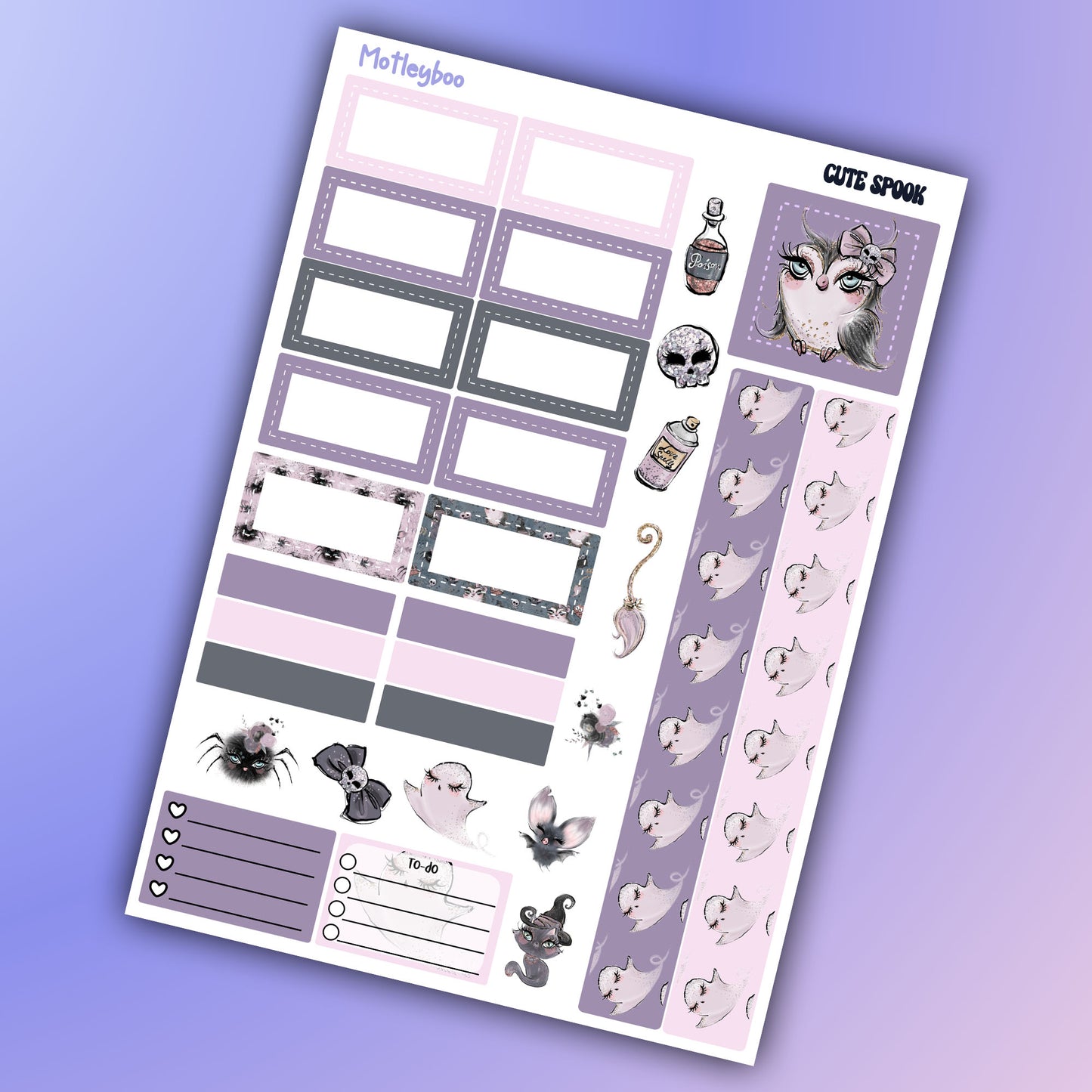 Hobonichi cousin, weekly planner sticker kit, goth planner stickers, bullet journal sticker, small planner sticker, A5 planner, cute spook