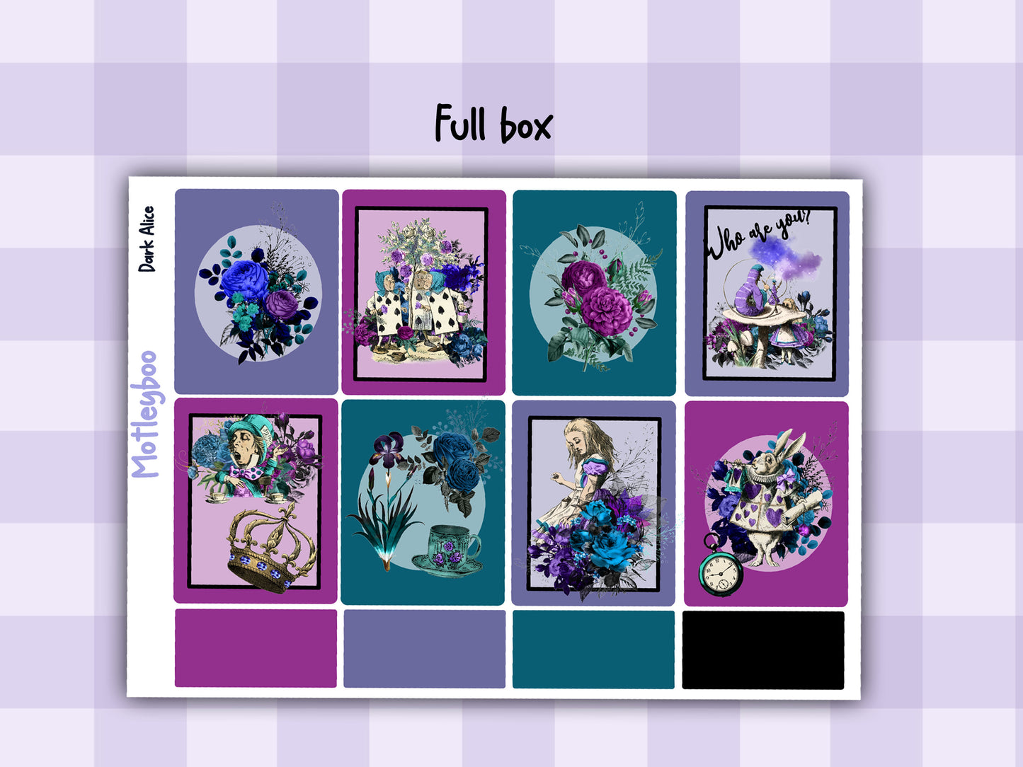 Dark Alice Vertical Planner Sticker Kit, Gothic Themed Planner Supplies