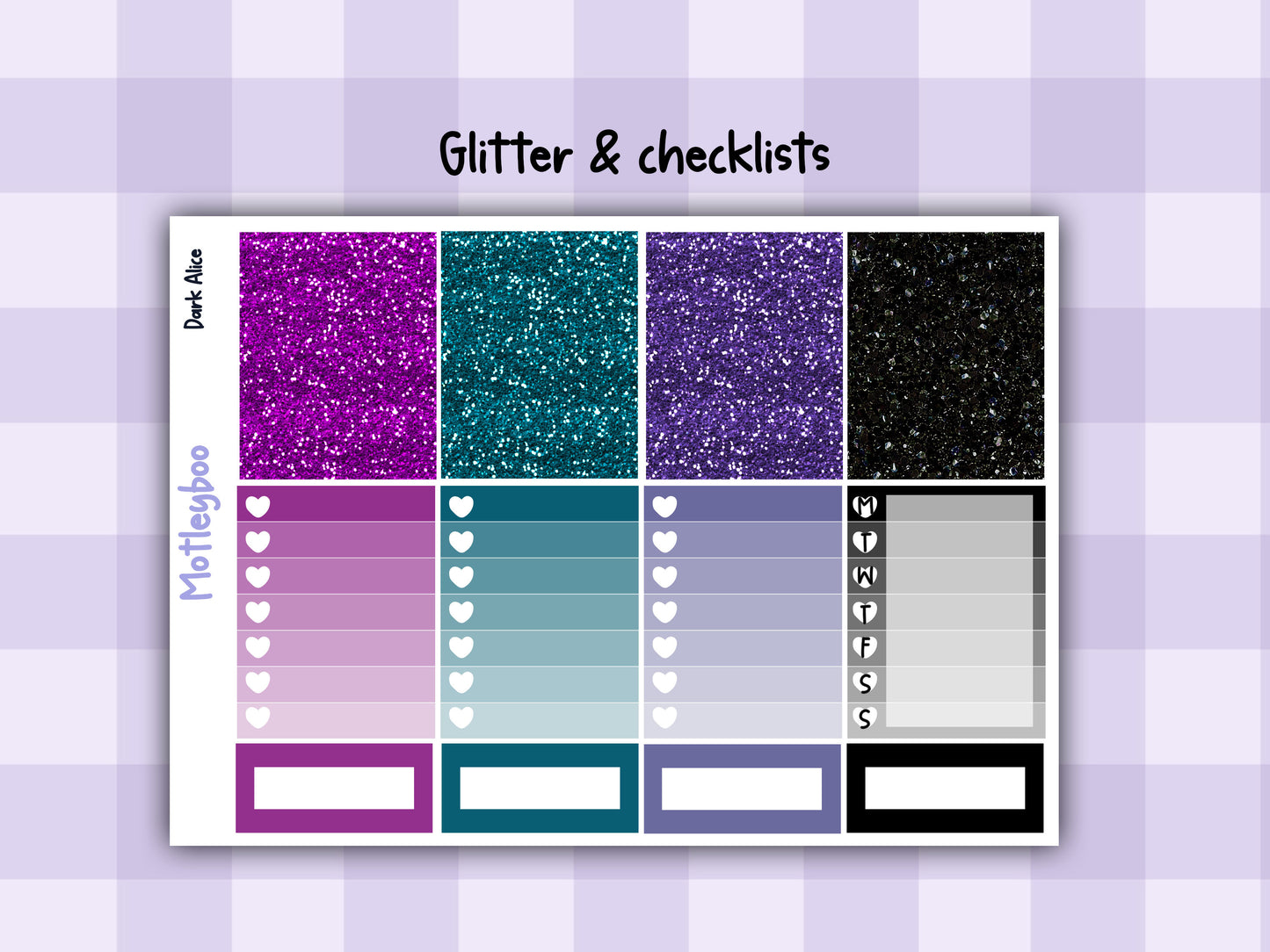 Dark Alice Vertical Planner Sticker Kit, Gothic Themed Planner Supplies