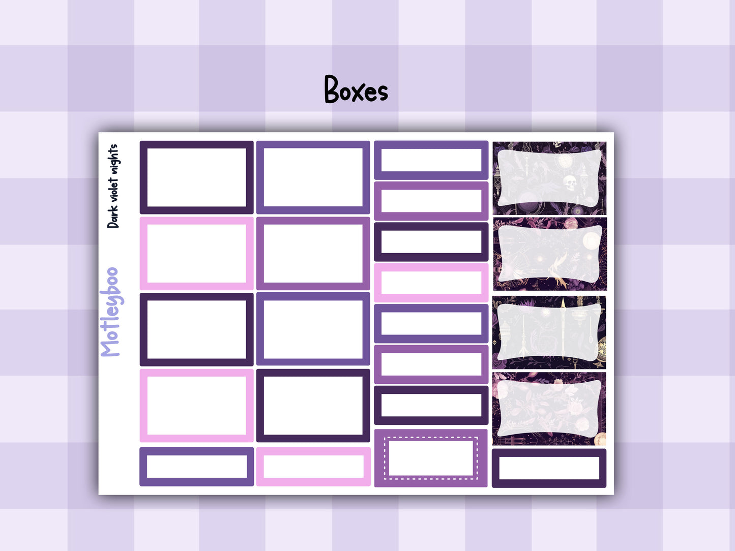 Weekly Planner Sticker Kit, witchy spooky halloween Vertical Planning Stickers, Dark violet nights