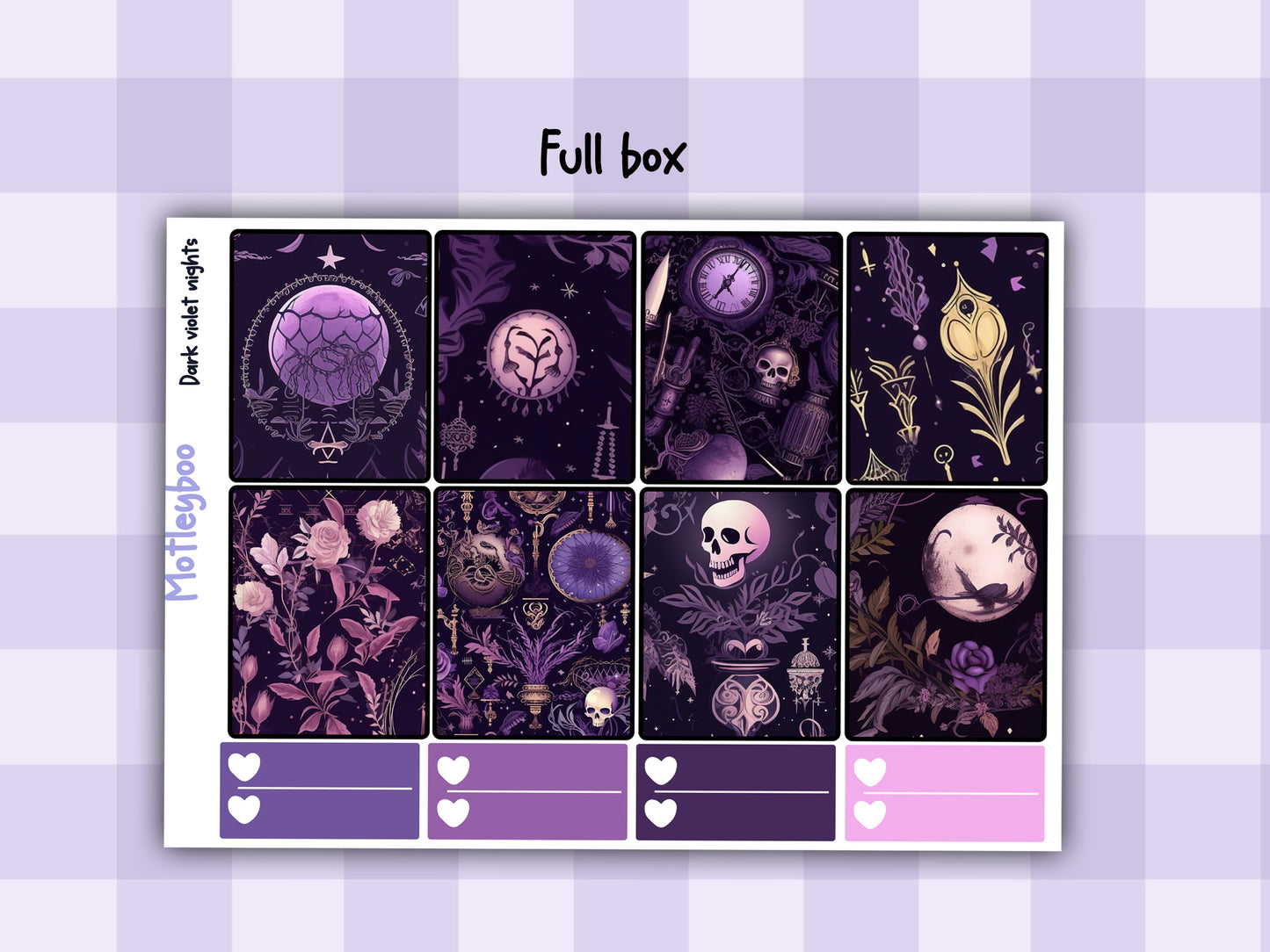 Weekly Planner Sticker Kit, witchy spooky halloween Vertical Planning Stickers, Dark violet nights