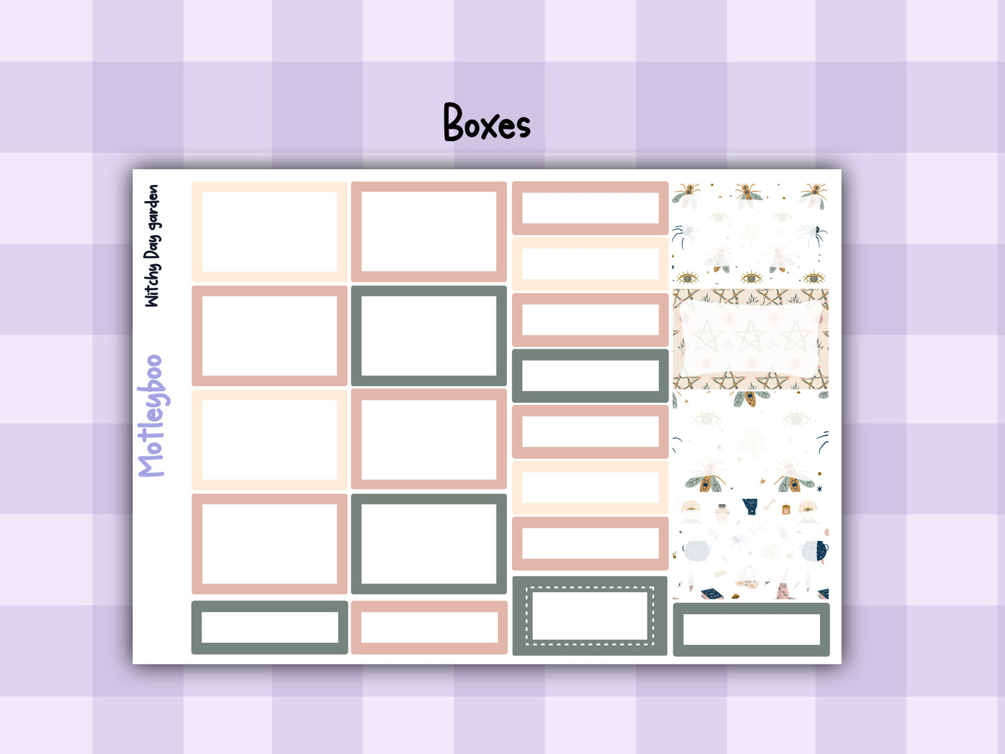 Witchy Weekly Planner Sticker Kit, Gothic Mystical Stickers for functional vertical planning, witchy day garden