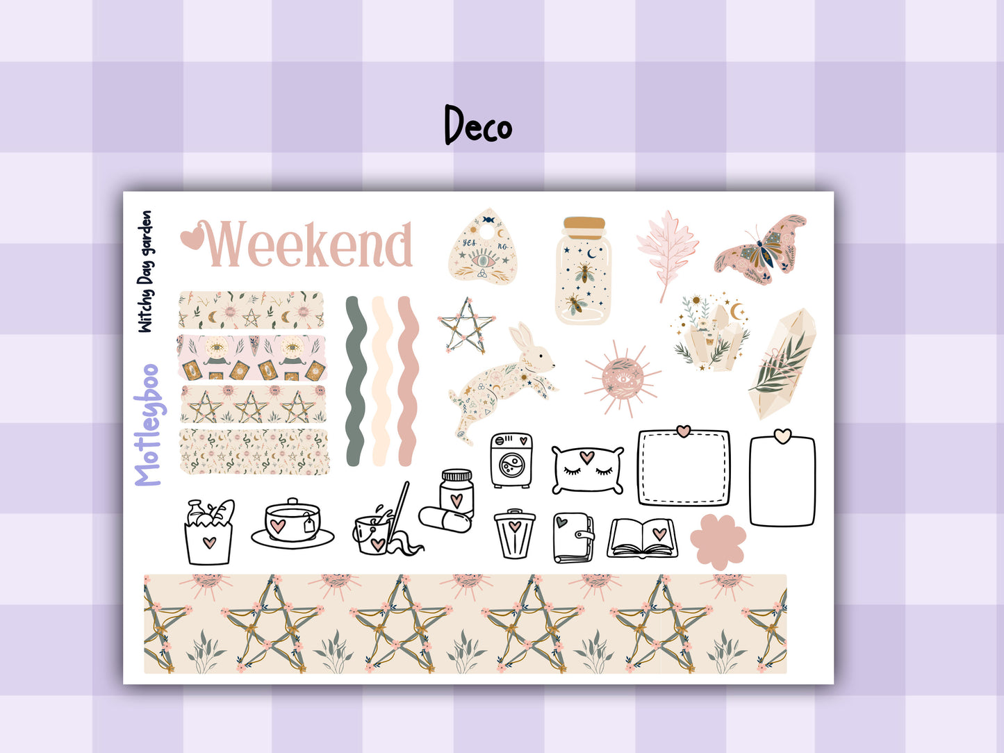 Witchy Weekly Planner Sticker Kit, Gothic Mystical Stickers for functional vertical planning, witchy day garden