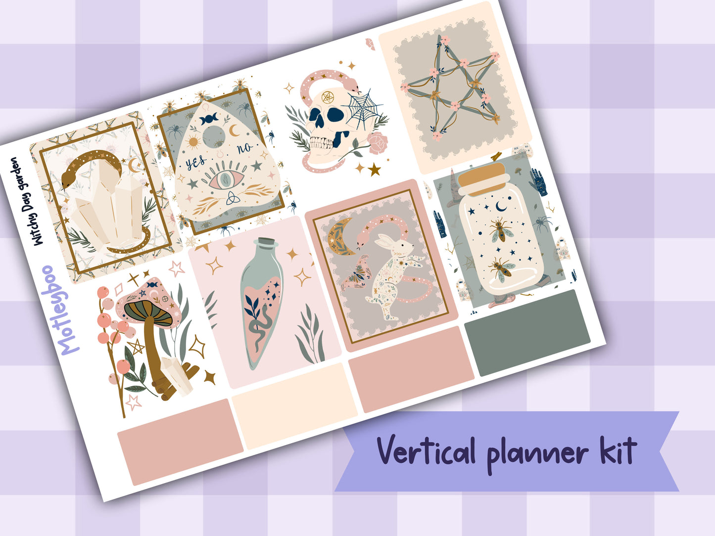 Witchy Weekly Planner Sticker Kit, Gothic Mystical Stickers for functional vertical planning, witchy day garden