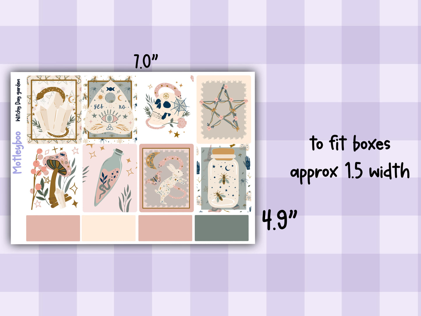 Witchy Weekly Planner Sticker Kit, Gothic Mystical Stickers for functional vertical planning, witchy day garden