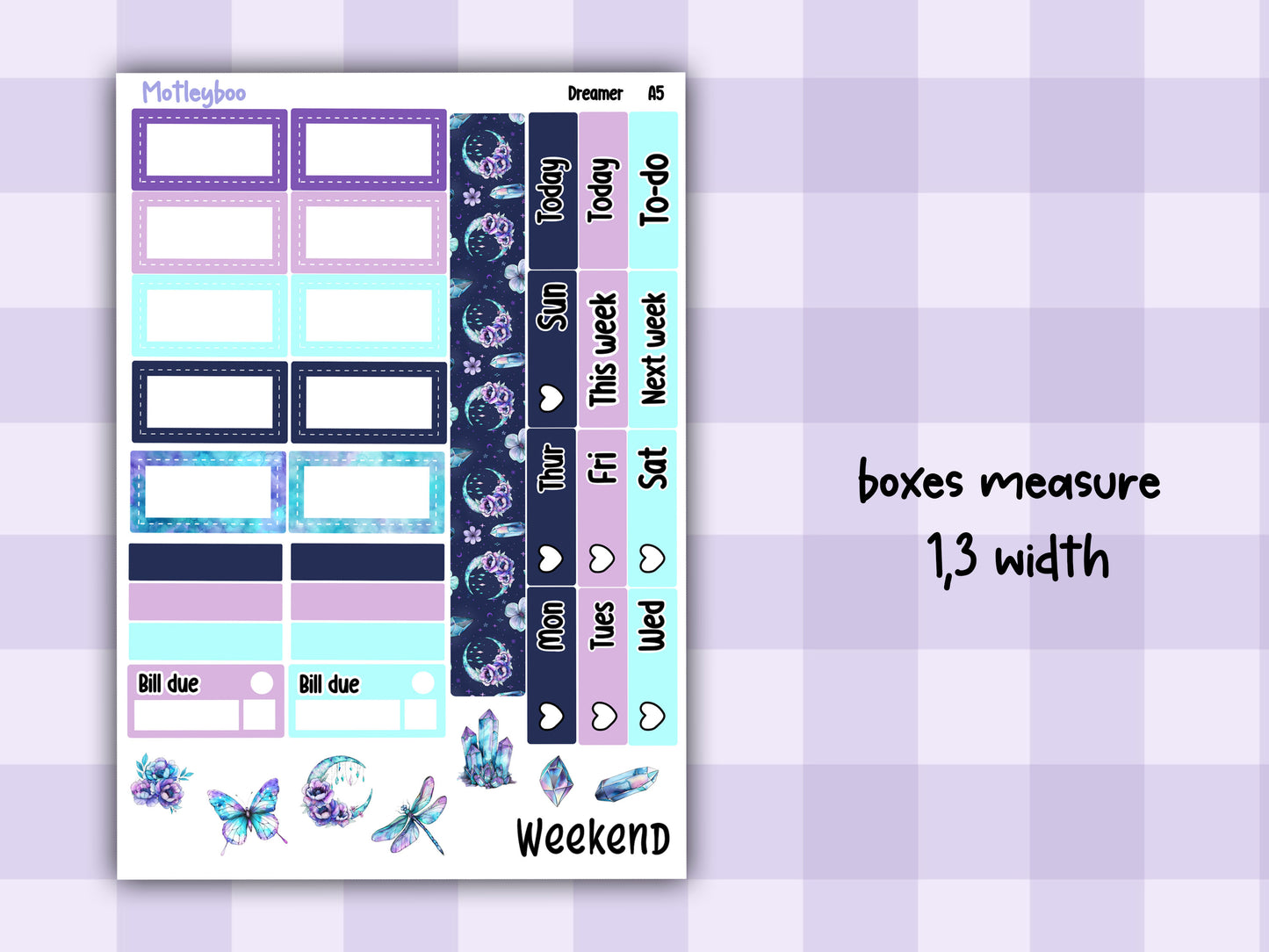A5 Hobonichi cousin planner sticker kit, witchy  planner stickers, hobonichi cousin, Dreamer