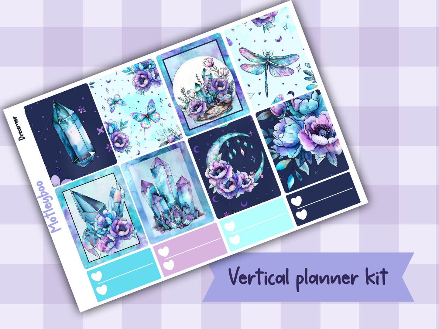 Weekly Planner Sticker Kit, Celestial Vertical Planning Stickers, Dreamer