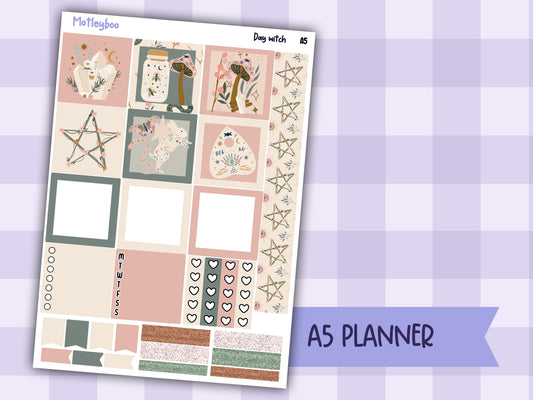 Hobonichi cousin, weekly planner sticker kit, Day witch