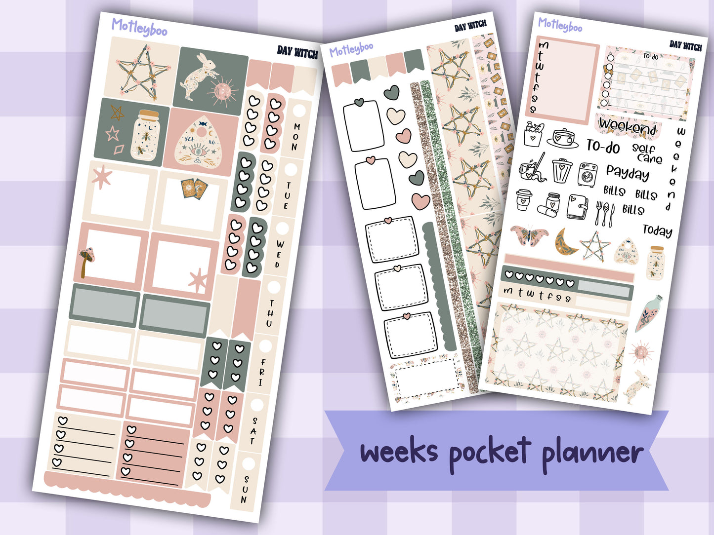 Hobonichi weeks, sticker kit, hobonichi planner, goth stickers, witch planner, hobonichi functional sticker, planner stickers, witch sticker