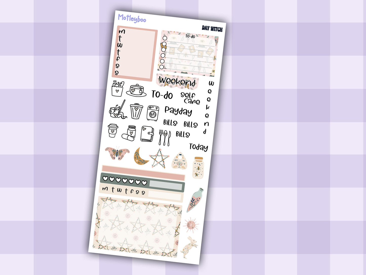 Hobonichi weeks, sticker kit, hobonichi planner, goth stickers, witch planner, hobonichi functional sticker, planner stickers, witch sticker