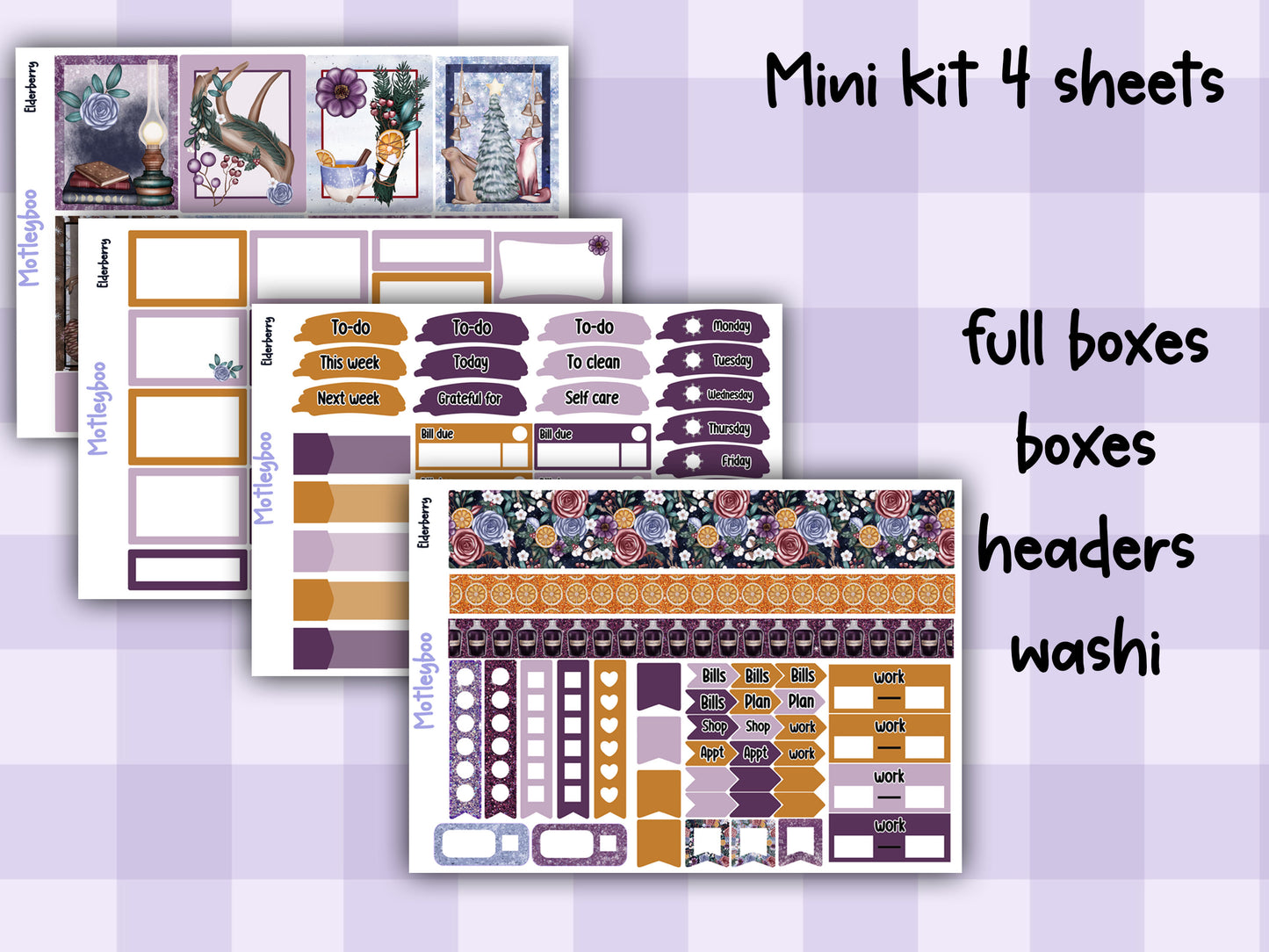 Christmas weekly planner sticker kit, winter stickers, Christmas stickers, xmas stickers, vertical planner, Elderberry