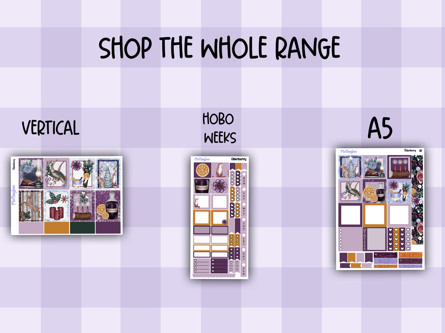 Elderberry hobonichi weekly sticker kit, winter stickers