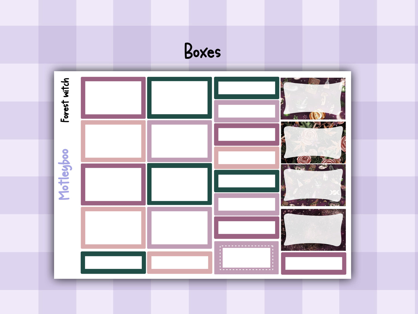 Weekly Planner Sticker Kit, Witchy mystical goth Vertical Planning Stickers, Forest witch