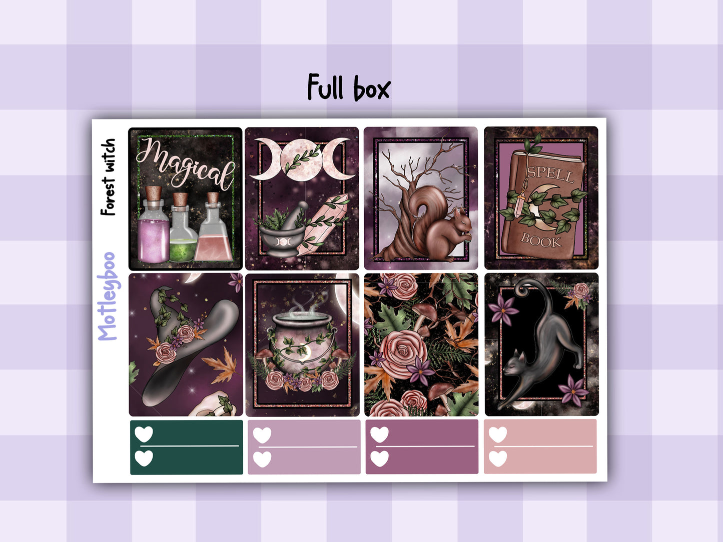 Weekly Planner Sticker Kit, Witchy mystical goth Vertical Planning Stickers, Forest witch