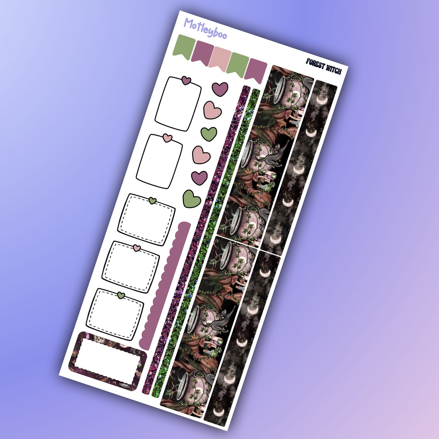 Hobonichi weeks, weekly sticker kit, witch stickers, celestial stickers, mystical stickers, witchcraft stickers, witch vibes, forest witch