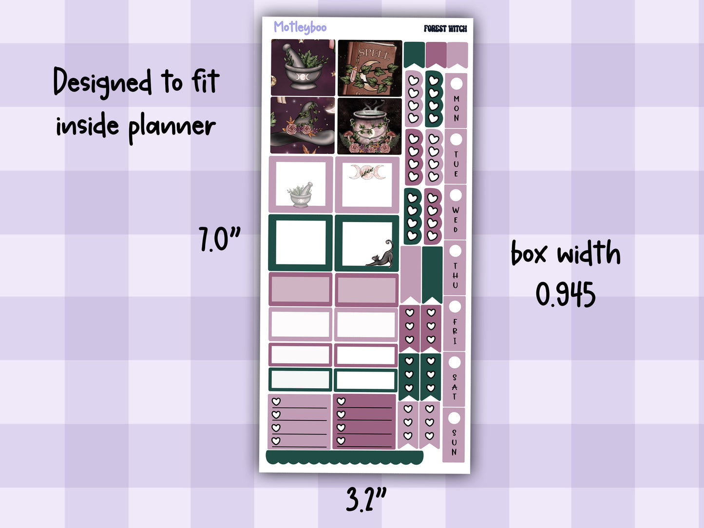 Hobonichi weeks, weekly sticker kit, witch stickers, celestial stickers, mystical stickers, witchcraft stickers, witch vibes, forest witch