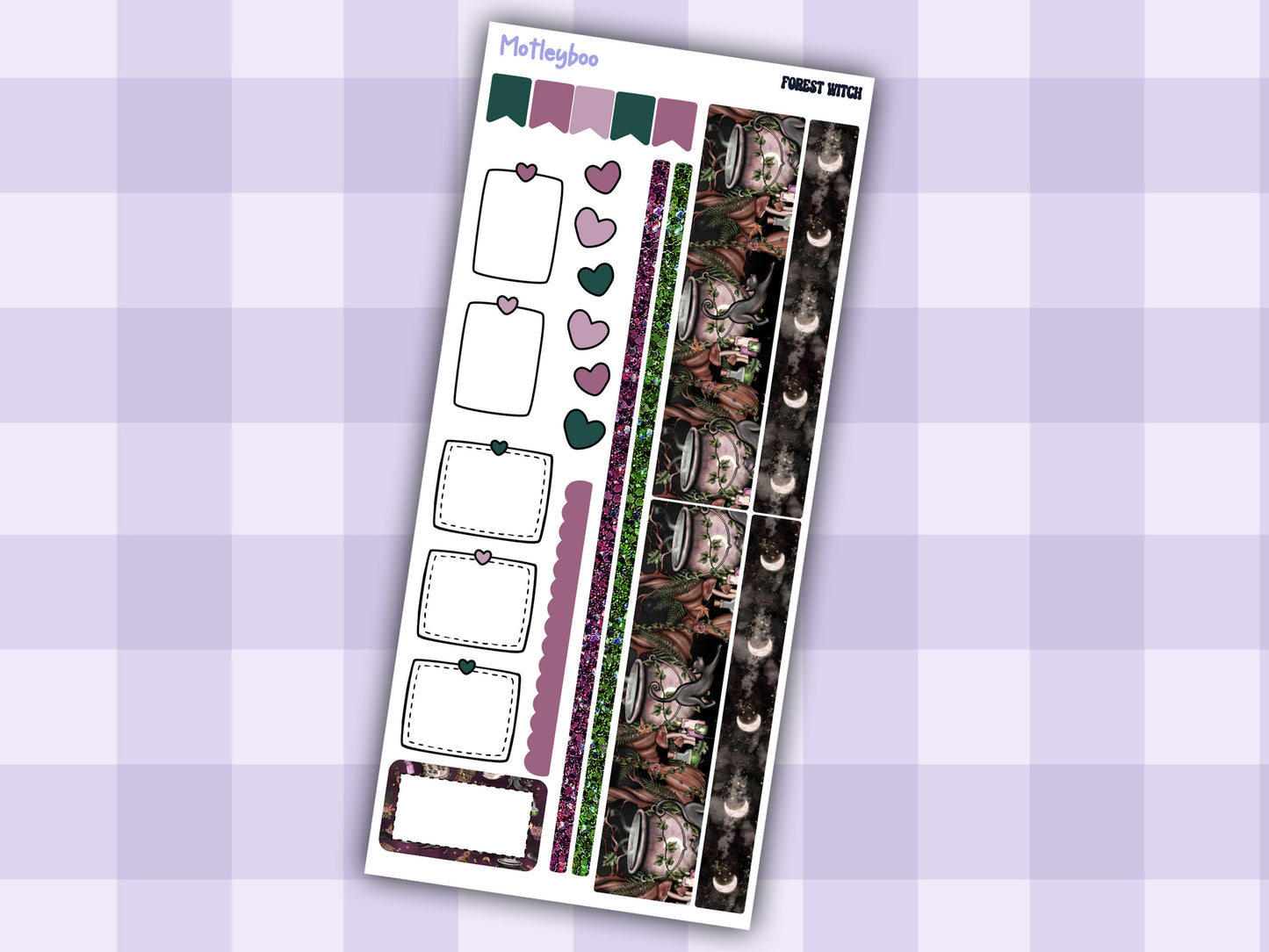 Hobonichi weeks, weekly sticker kit, witch stickers, celestial stickers, mystical stickers, witchcraft stickers, witch vibes, forest witch