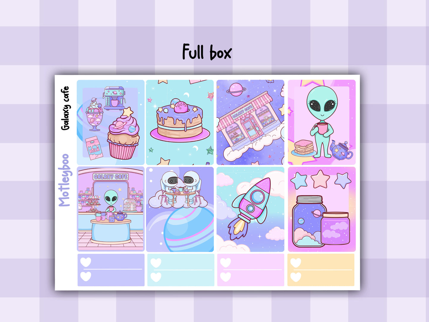 Weekly Planner Sticker Kit, scfi alien food Vertical Planning Stickers, Galaxy cafe