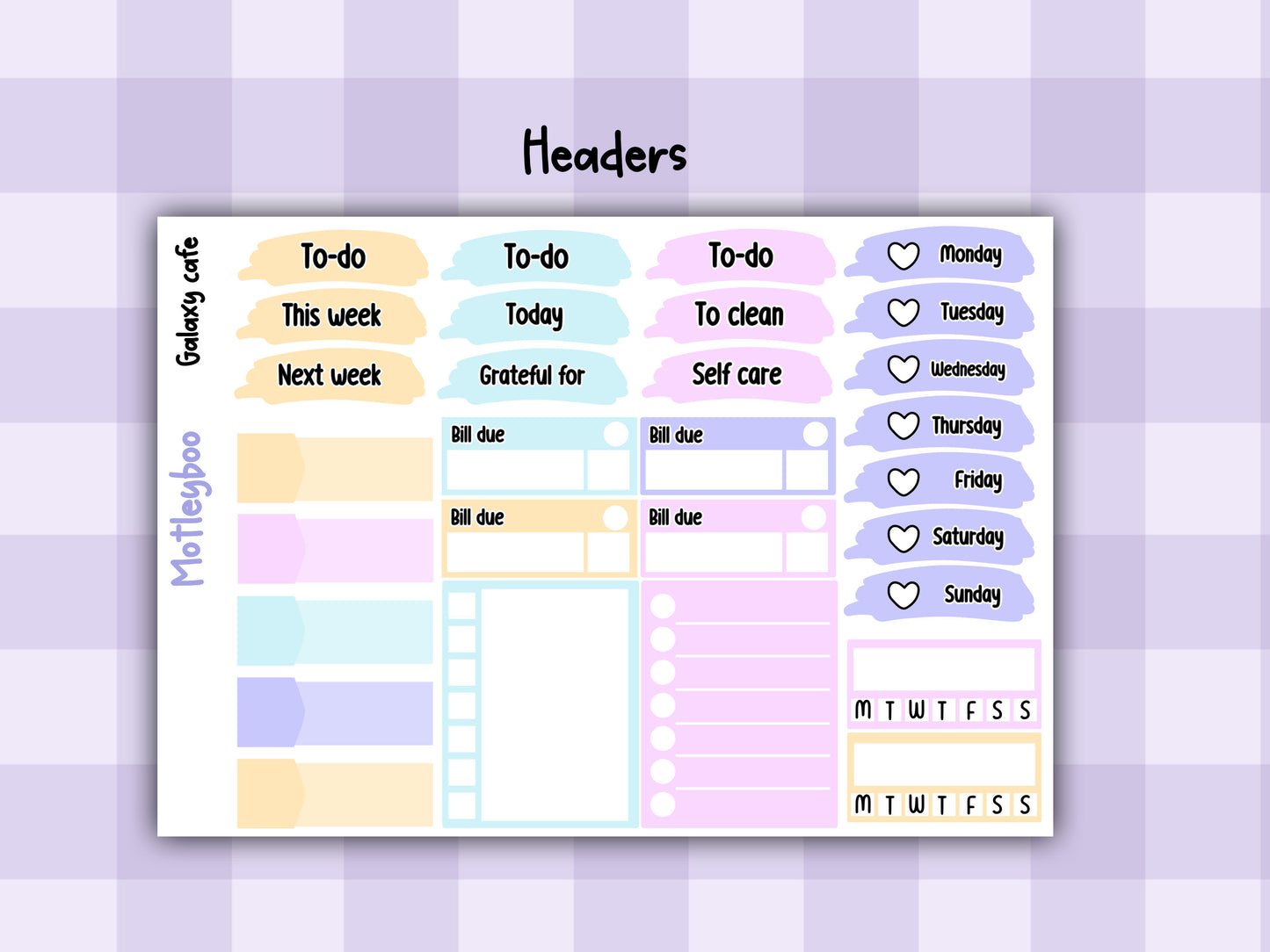 Weekly Planner Sticker Kit, scfi alien food Vertical Planning Stickers, Galaxy cafe