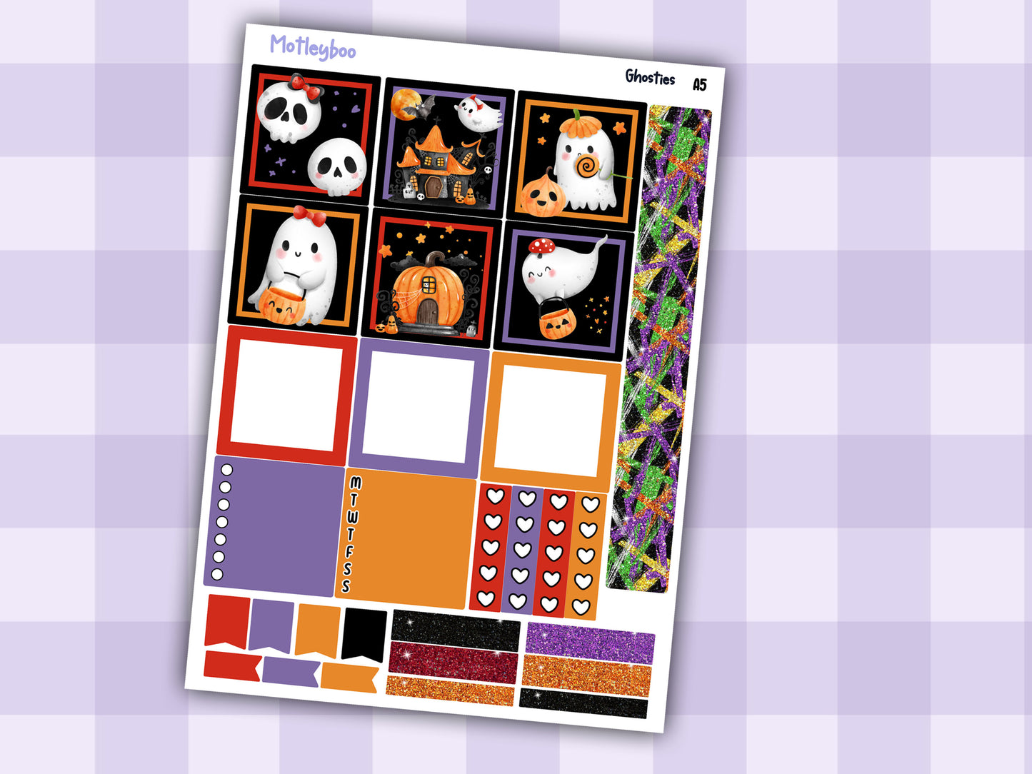 A5 Hobonichi cousin planner sticker kit, Halloween planner stickers, hobonichi cousin, Ghosties