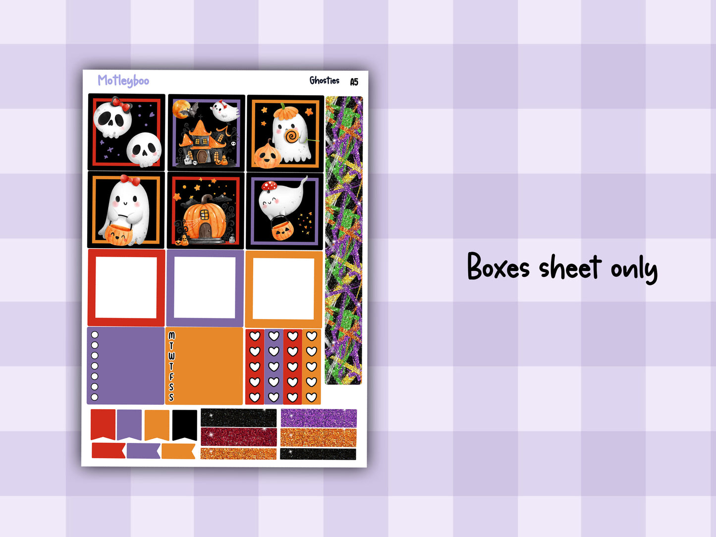 A5 Hobonichi cousin planner sticker kit, Halloween planner stickers, hobonichi cousin, Ghosties