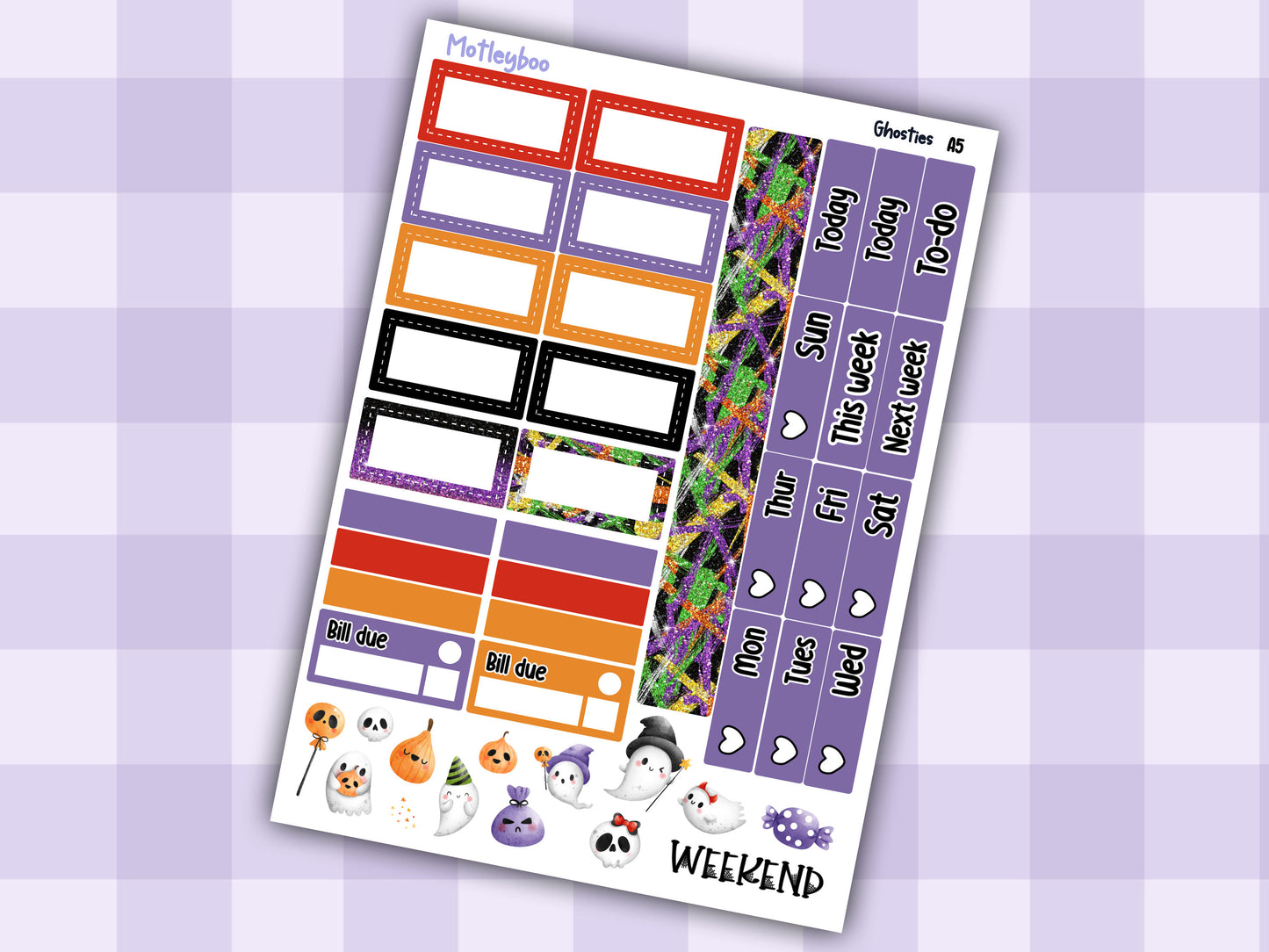 A5 Hobonichi cousin planner sticker kit, Halloween planner stickers, hobonichi cousin, Ghosties