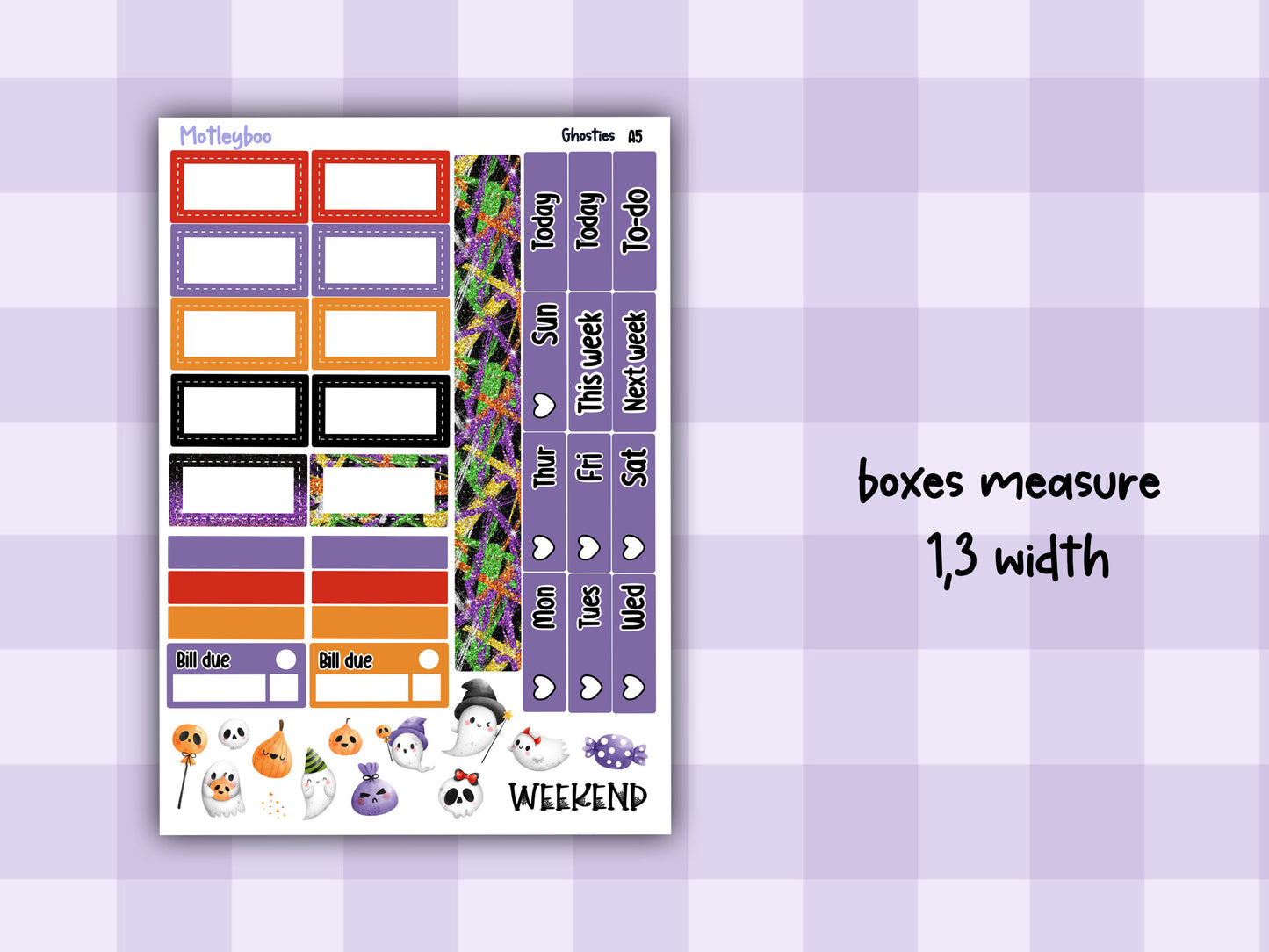 A5 Hobonichi cousin planner sticker kit, Halloween planner stickers, hobonichi cousin, Ghosties