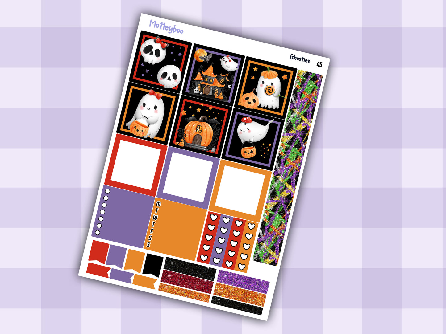 A5 Hobonichi cousin planner sticker kit, Halloween planner stickers, hobonichi cousin, Ghosties